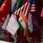 Flags of different countries on display