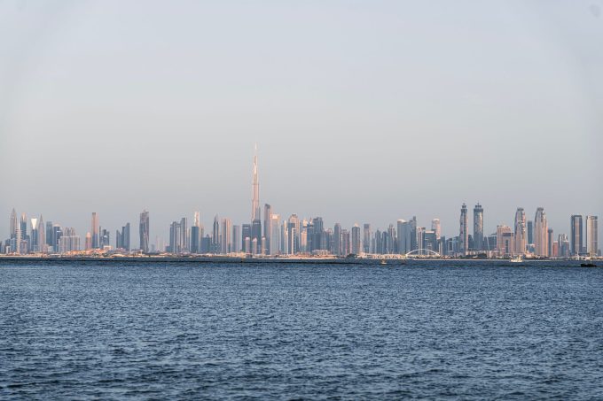 Dubai skyline with the Burj Khalifa and other skyscrapers